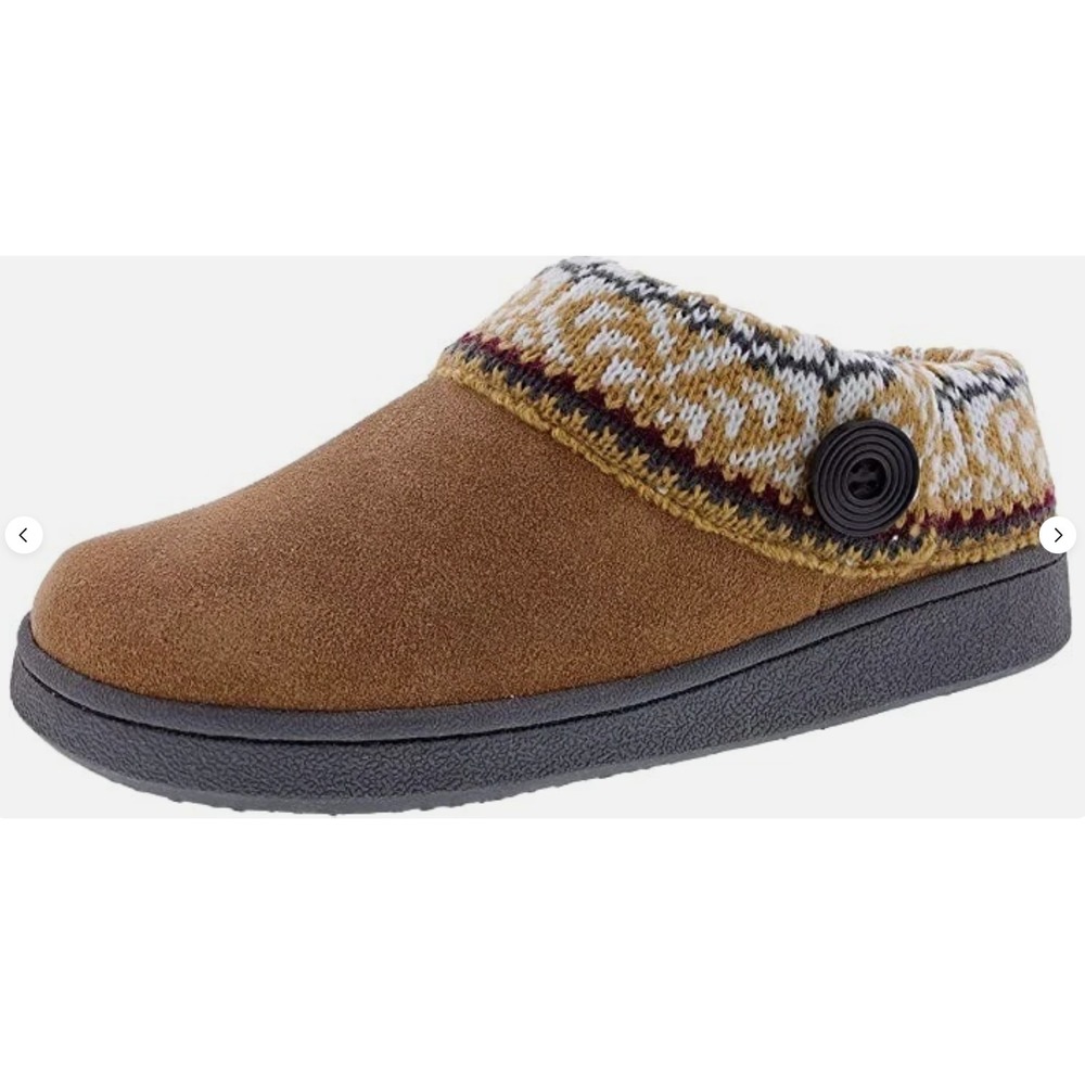 Clarks® (Women's 9‎ M) Fairisle™ Knit Collar Slip-On Clog in Cognac